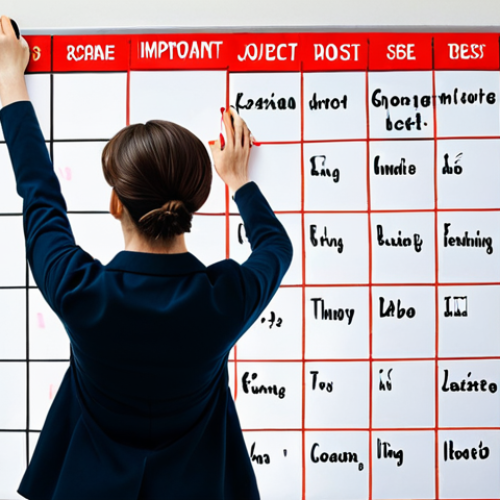 Home 22 **
A person joyfully crossing off a task labeled "Important Project" on a to-do list, with a visual representation of the Eisenhower Matrix in the background. The scene is bright and motivational, symbolizing accomplishment and focus.
**