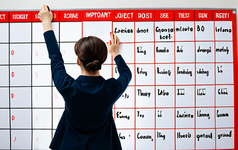 **
A person joyfully crossing off a task labeled "Important Project" on a to-do list, with a visual representation of the Eisenhower Matrix in the background. The scene is bright and motivational, symbolizing accomplishment and focus.
**