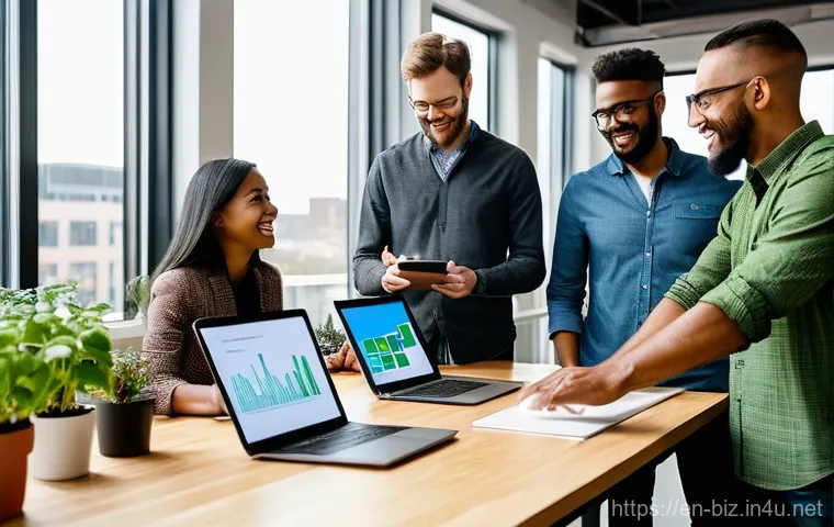 경영학과 경제학의 경계 - **Prompt:** "A modern, brightly lit office conference room in London, where a diverse team of busine...