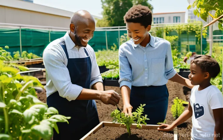 기업의 사회적 책임 - **Prompt 1: "The Heart of Modern Business: Community Empowerment"**
    A vibrant, sunlit scene depi...