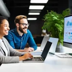 조직 이론 - **Prompt:** A vibrant and diverse team of professionals, ranging in age and ethnicity, are actively ...