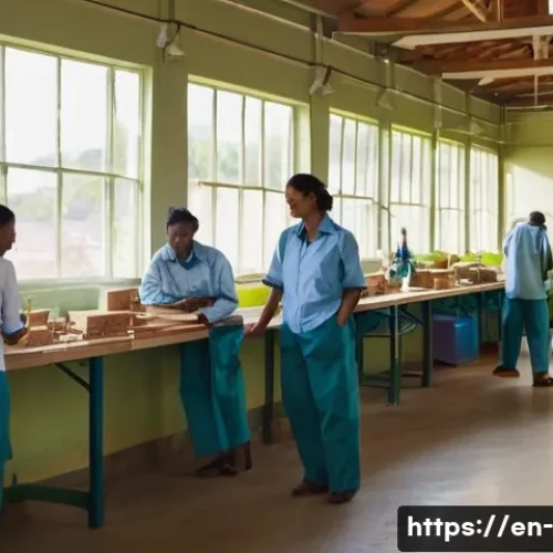 공급망의 사회적 책임 - **Prompt:** A vibrant, sunlit indoor workshop or factory floor where diverse, adult workers are acti...