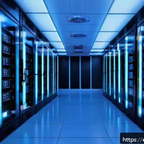 데이터베이스 관리 - A high-tech data center interior showcasing tiered storage architecture, with racks of blazing-fast ...